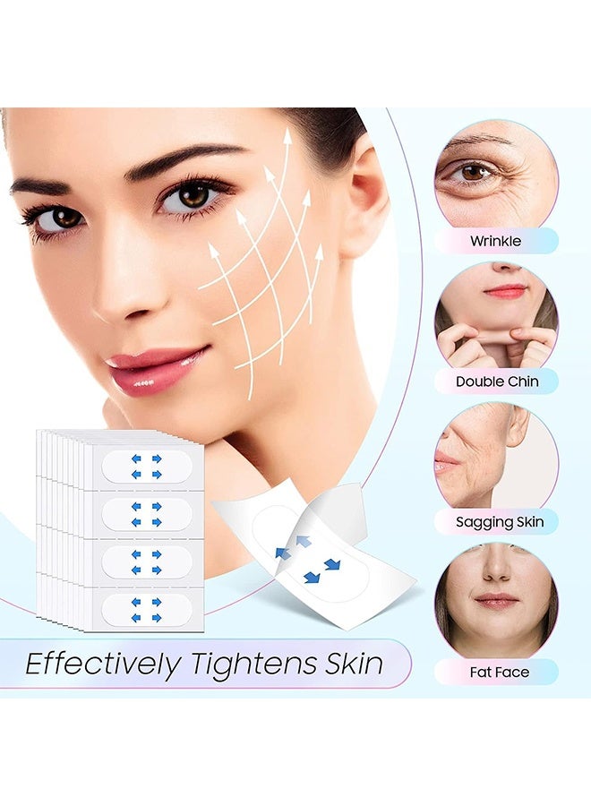 40 Pcs Face, Neck and Jawline Lifting Patches - Face Lifting Patch, Face Lift Tape, High Elasticity Invisible Facial Lift Tape, Tightening Double Chin, Eye Skin, Facial Wrinkles, Sagging Skin (Clear) - Image 4