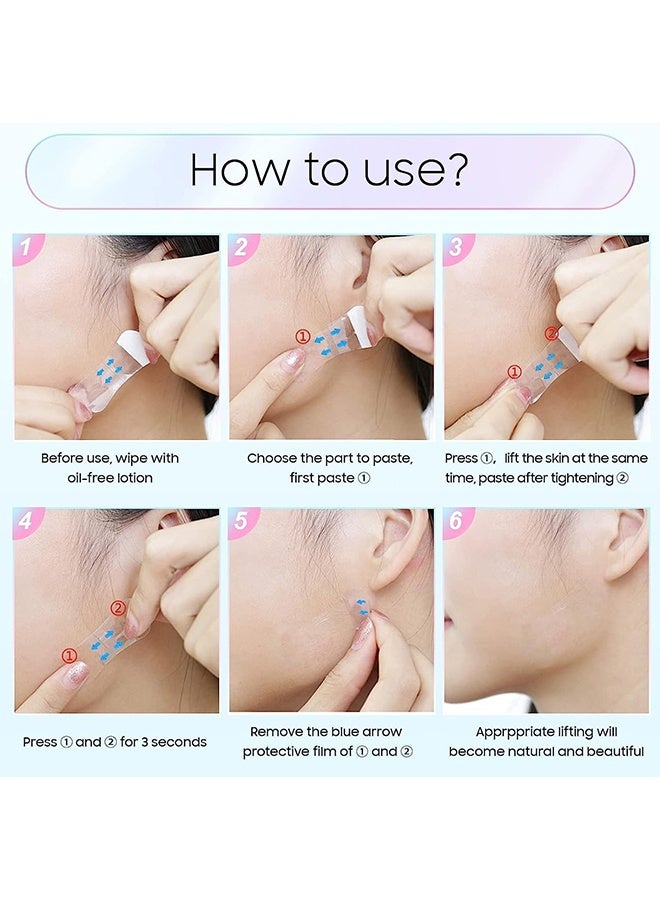 40 Pcs Face, Neck and Jawline Lifting Patches - Face Lifting Patch, Face Lift Tape, High Elasticity Invisible Facial Lift Tape, Tightening Double Chin, Eye Skin, Facial Wrinkles, Sagging Skin (Clear) - Image 5