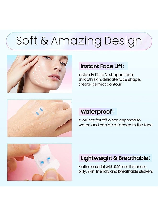 40 Pcs Face, Neck and Jawline Lifting Patches - Face Lifting Patch, Face Lift Tape, High Elasticity Invisible Facial Lift Tape, Tightening Double Chin, Eye Skin, Facial Wrinkles, Sagging Skin (Clear) - Image 2