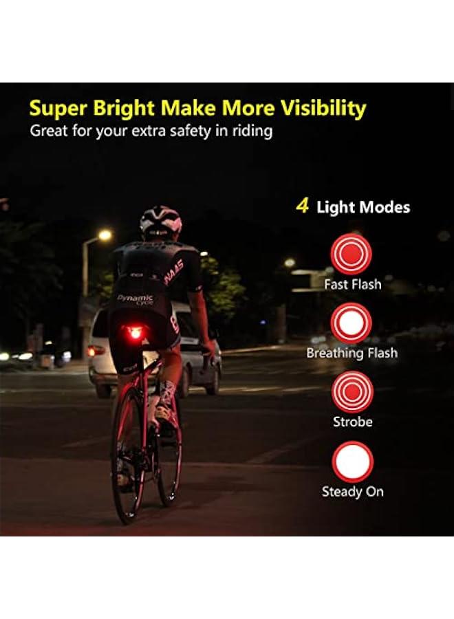 Arabest Smart Bike Tail Light: Auto On/Off Flashing Lights Red Back Led Warning Flashlight Easy Mount Cycling Safety Brake Taillight USB Rechargeable Ultra Bright Light Sensing Bicycle Rear Light - Image 2