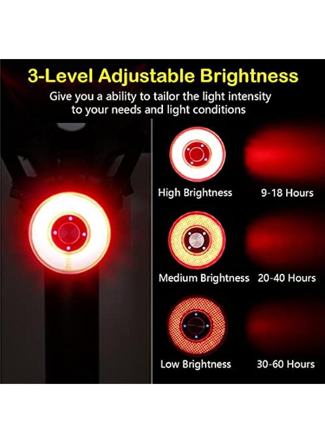Arabest Smart Bike Tail Light: Auto On/Off Flashing Lights Red Back Led Warning Flashlight Easy Mount Cycling Safety Brake Taillight USB Rechargeable Ultra Bright Light Sensing Bicycle Rear Light - Image 4