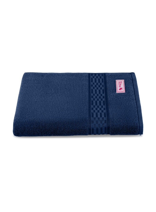 BYFT Home Ultra (Blue) Premium Cotton Bath Sheet (90 X 180 Cm-Set Of 1) Highly Absorbent, High Quality Bath Linen With Checkered Dobby 550 Gsm - Image 2