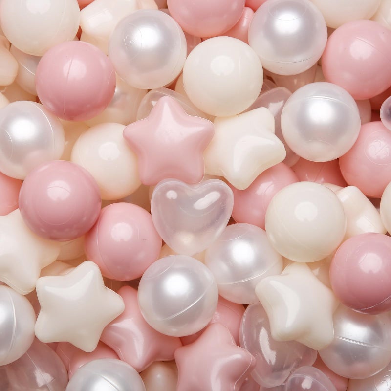 TRENDPLAY Ball Pit Balls Star and Heart Shapes for Toddlers - 200 Count Plastic Balls for Ball Pit Fun and Play, Pink Balls for Ball Pits - Image 1