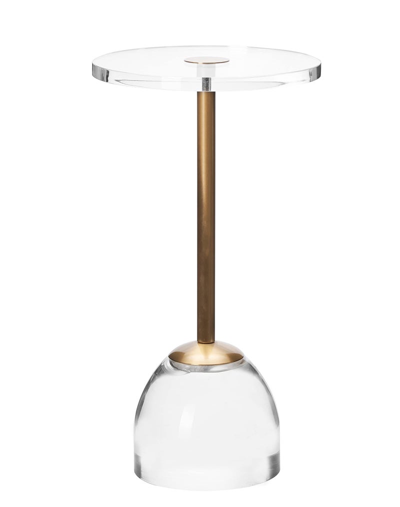 Artmaze Clear Acrylic End Table,Brushed Brass Metal,Side Table for Office,Nightstand for Living Room and Bedroom,Easy Assembly,12x12 inchï¼Œ21.3 inch high - Image 1
