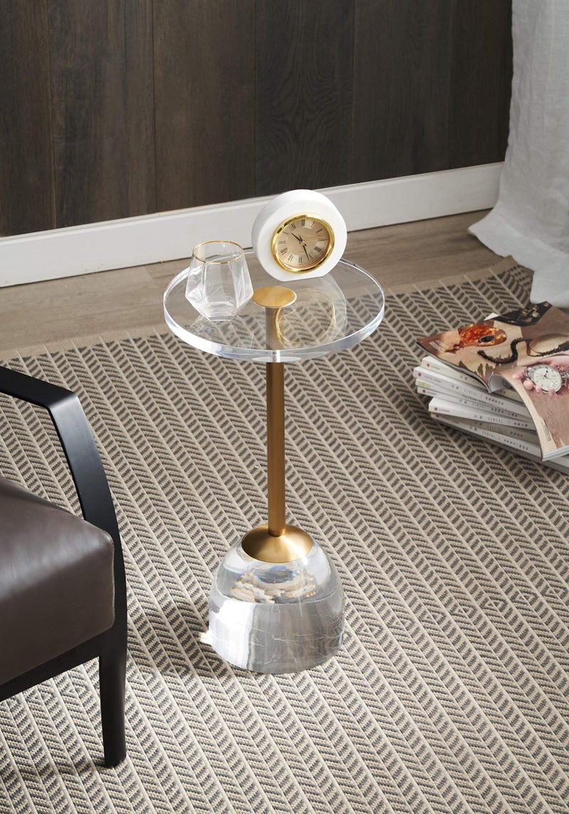Artmaze Clear Acrylic End Table,Brushed Brass Metal,Side Table for Office,Nightstand for Living Room and Bedroom,Easy Assembly,12x12 inchï¼Œ21.3 inch high - Image 4