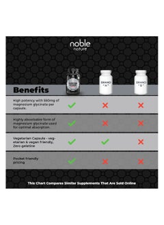 noble nature Magnesium Glycinate High Absorption 550MG 120 Veg Capsules  - Image 3