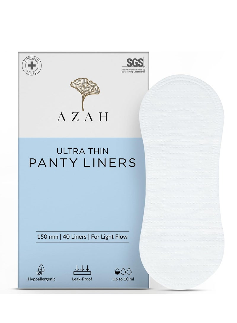 AZAH Panty Liners for Women Daily Use (Pack of 40) Organic Cotton Pantyliners for Hygienic & Protects Underwear - Image 1