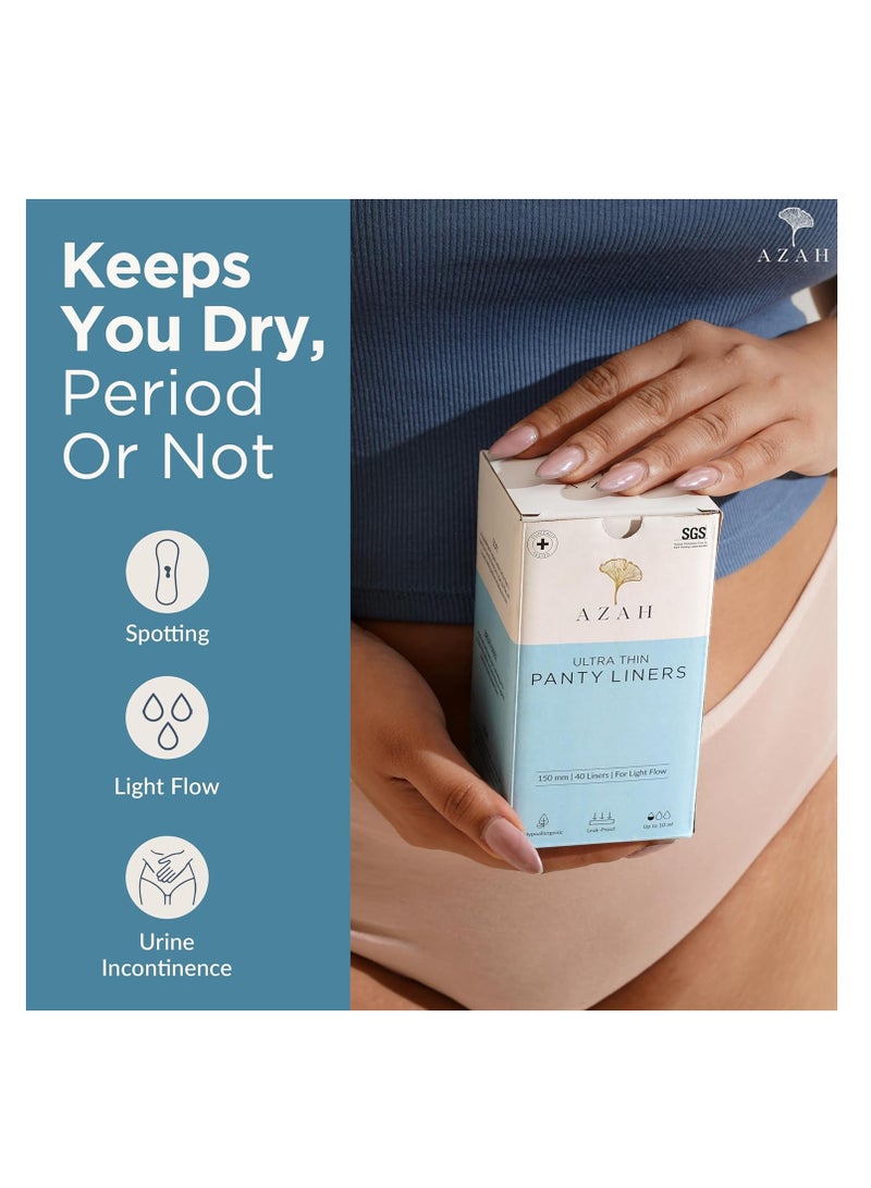 AZAH Panty Liners for Women Daily Use (Pack of 40) Organic Cotton Pantyliners for Hygienic & Protects Underwear - Image 2