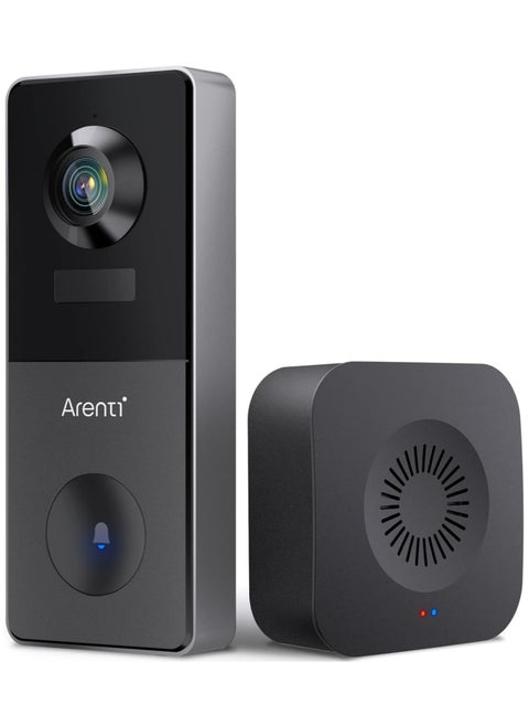 ARENTI 2K Video Doorbell Wireless with Chime, WiFi Smart Doorbell with Rechargeable Battery Operated, Motion Detection IP65 Weatherproof Tamper Detection, 2-Way Audio Night Vision