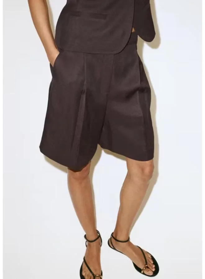 Mango Straight Mid-Rise Bermuda Shorts