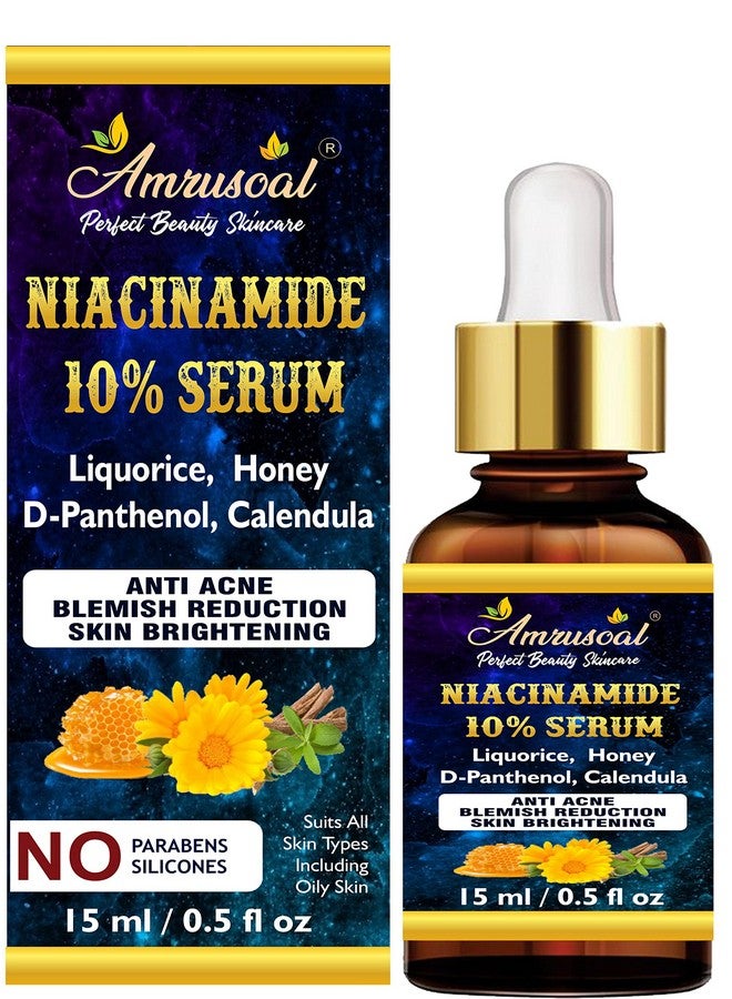 AMRUSOAL 10% Niacinamide Face Serum for Fights acne & Fades acne marks | Controls sebum production & Tighten pores for Men & Women (15 ml)