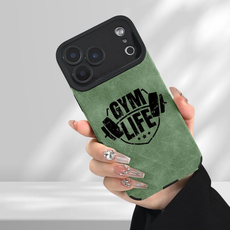 غلاف هاتف لـ iPhone 15 Pro، جلد صناعي أخضر، فاخر وعصري، نمط حياة رياضي، نقش، مقاوم للسقوط - Image 5