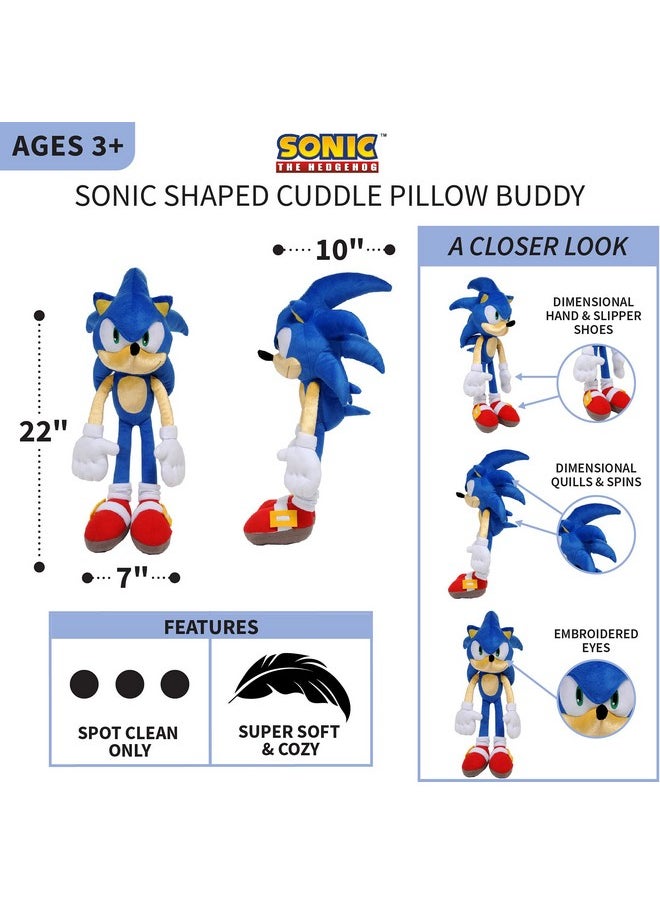 Franco - Kids Bedding Super Soft Plush Cuddle Pillow Buddy, One Size, Sonic The Hedgehog - Image 1