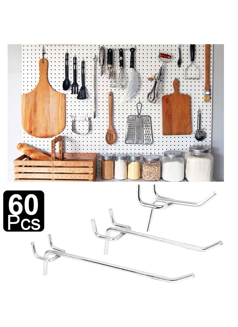 FengWu 60 Packs Metal Pegboard Hooks 24 6 Inch Peg Board Hook Set 18 Pegboard Hooks Assortment Pegboard Shelving Hooks Pegboard Hooks for Tools Jewelry  - Image 5