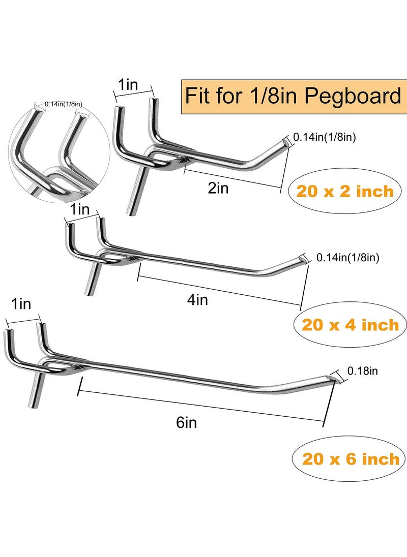 FengWu 60 Packs Metal Pegboard Hooks 24 6 Inch Peg Board Hook Set 18 Pegboard Hooks Assortment Pegboard Shelving Hooks Pegboard Hooks for Tools Jewelry  - Image 4