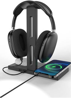 Headphone Stand with Wireless Charger Headset Holder 2 Type USB C Port 3 in 1 Fast Wireless Charging Station Dock for AirPods Max AirPods Pro 2 iPhone 13 12 11 Series and All Headphones