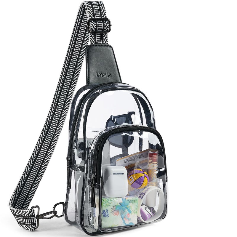 LATMAP Clear Bag for Stadium Events, Clear Purse for Women Stadium Crossbody Bag, Transparent Backpack for Concerts Sports-Guitar Black - Image 1