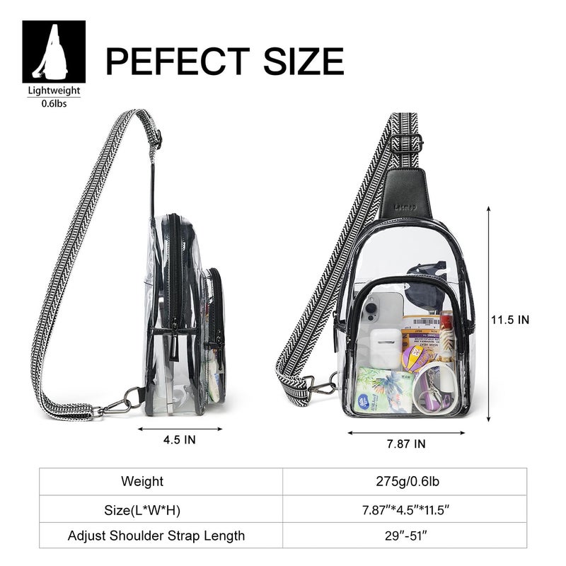 LATMAP Clear Bag for Stadium Events, Clear Purse for Women Stadium Crossbody Bag, Transparent Backpack for Concerts Sports-Guitar Black - Image 5