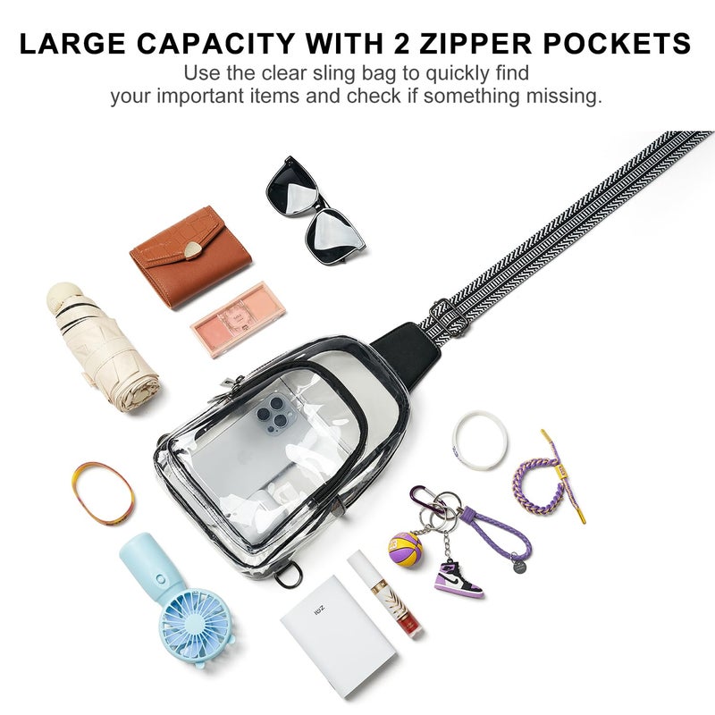 LATMAP Clear Bag for Stadium Events, Clear Purse for Women Stadium Crossbody Bag, Transparent Backpack for Concerts Sports-Guitar Black - Image 4