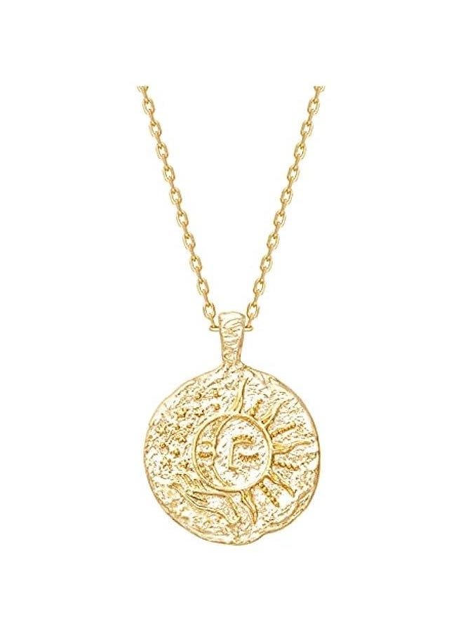 PAVOI - 14K Gold Plated Engraved Coin Pendant Necklaces for Women | Byzantine Coin Pendants | Bohemian Necklace - Image 1