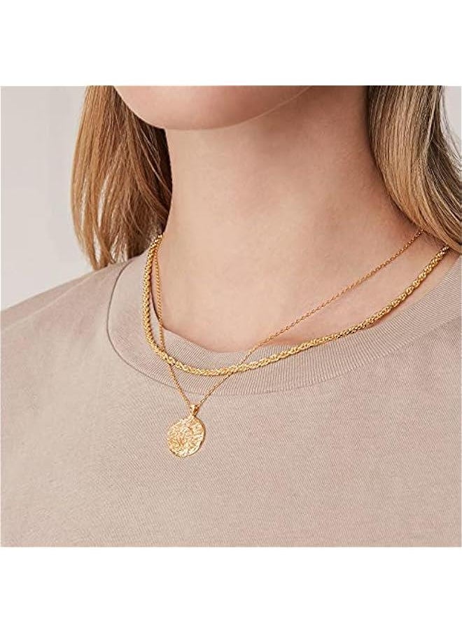 PAVOI - 14K Gold Plated Engraved Coin Pendant Necklaces for Women | Byzantine Coin Pendants | Bohemian Necklace - Image 1