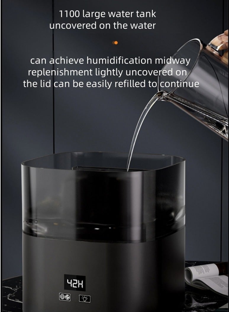 BESTPEAK 1.1L Humidifier with Light and Humidity Display  Spray Air Humidifier flame humidifier air humidifierHumidifier and Air Purifier with 2 Nozzles and Night Light Function, 12 Hours, Silent Operation Aromatherapy Function Suitable for Bedroom/Living Room/Office - Image 5