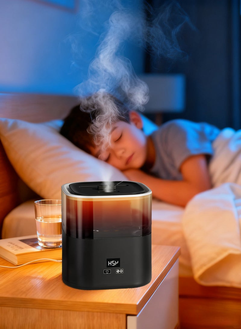 BESTPEAK 1.1L Humidifier with Light and Humidity Display  Spray Air Humidifier flame humidifier air humidifierHumidifier and Air Purifier with 2 Nozzles and Night Light Function, 12 Hours, Silent Operation Aromatherapy Function Suitable for Bedroom/Living Room/Office - Image 1