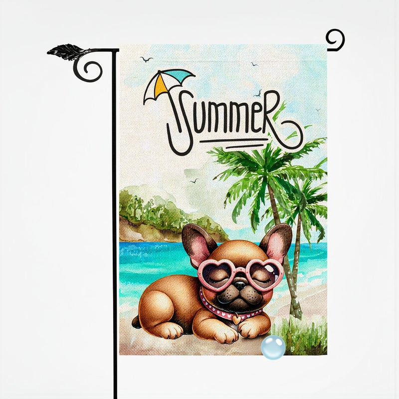 Summer Dog Garden Flag 12x18 Inch For French Bulldog Lovers Cute Themed Yard Gift - Image 4