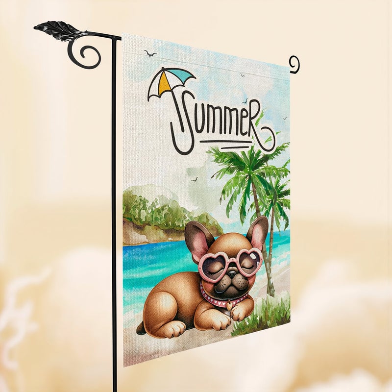 Summer Dog Garden Flag 12x18 Inch For French Bulldog Lovers Cute Themed Yard Gift - Image 5