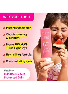 Dot & Key Dot & Key Watermelon Hyaluronic Cooling Sunscreen SPF 50 PA+++ Combo (Pack of 2, 50gm each) | For Oily, Normal & Combination Skin | UV + Blue Light Protection | Lightweight | No White Cast  - Image 4