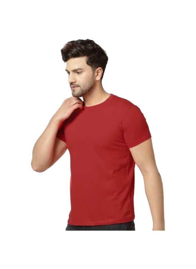 مين أونلي تي شيرت رجالي باللون العنابي  - Image 1