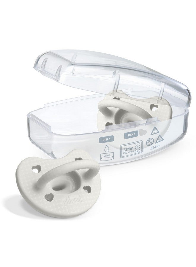 Chicco PhysioForma Luxe Silicone One Piece Pacifier for Babies Aged 0-6m | Fashion Textured Shield | BPA & Latex Free| Reusable Sterilizing Case| Pearl Grey, 2pk - Image 4