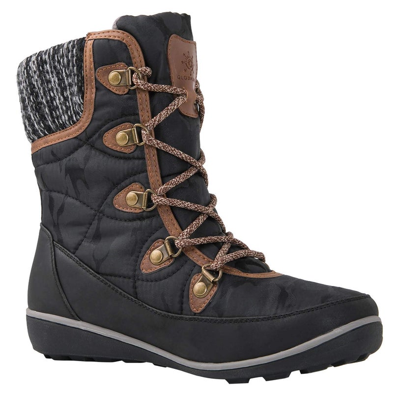 GLOBALWIN Women's Snow Boots Comfortable Black/Brown Boots For Women Waterproof Mid-Calf Winter Boots For Women With Fleece Lining And Non Slip Outdoor Sole Size 8M - Image 3