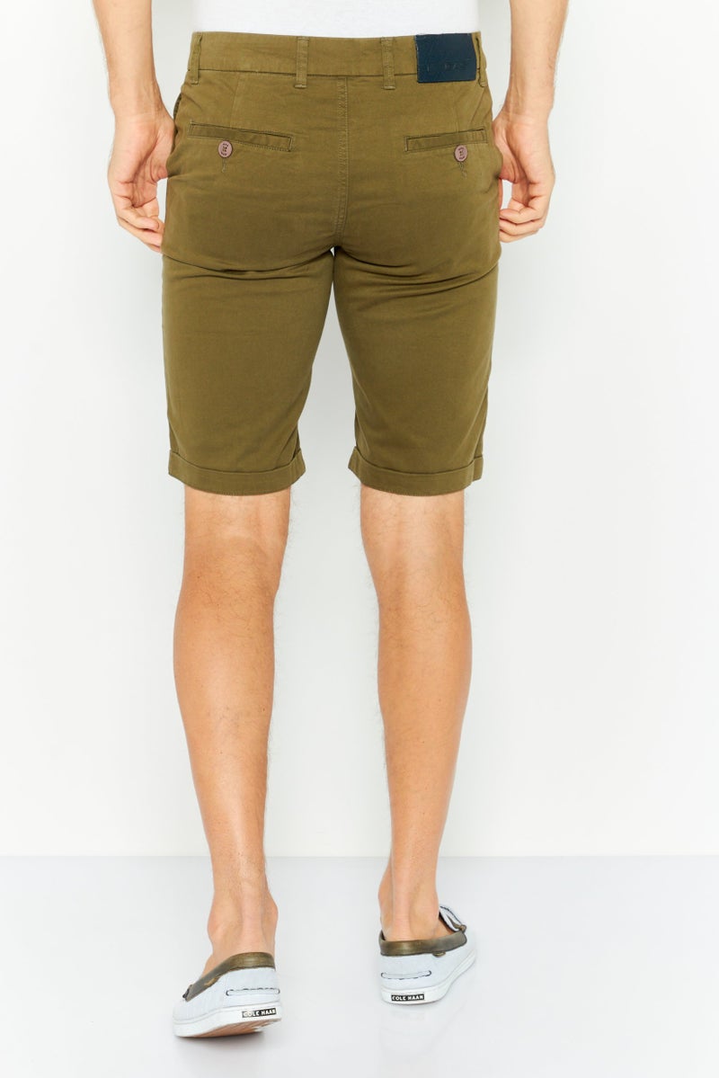 GAS Men Solid Chino Shorts, Olive - Image 4