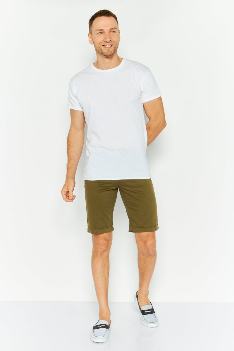 GAS Men Solid Chino Shorts, Olive - Image 2