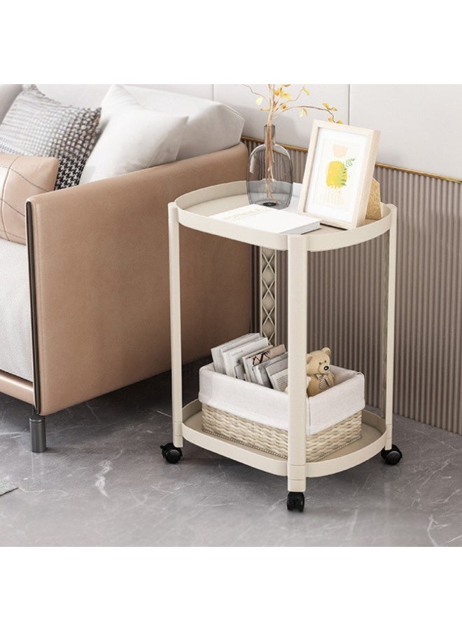 McDou 2-Tier Rolling Side Table with Wheels - Foldable Square Side Table for Living Room Bedroom, Can be Used as Bedside Table/Nightstand/Snack Table, Waterproof and Durable, Two Colors Available - Image 5