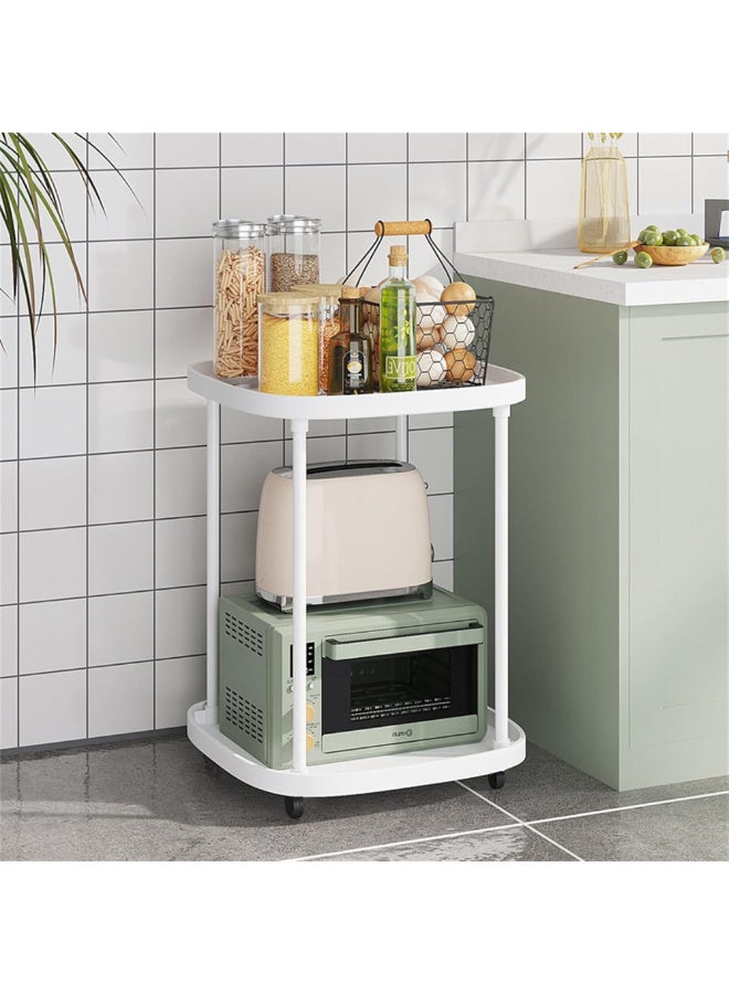 McDou 2-Tier Rolling Side Table with Wheels - Foldable Square Side Table for Living Room Bedroom, Can be Used as Bedside Table/Nightstand/Snack Table, Waterproof and Durable, Two Colors Available - Image 3