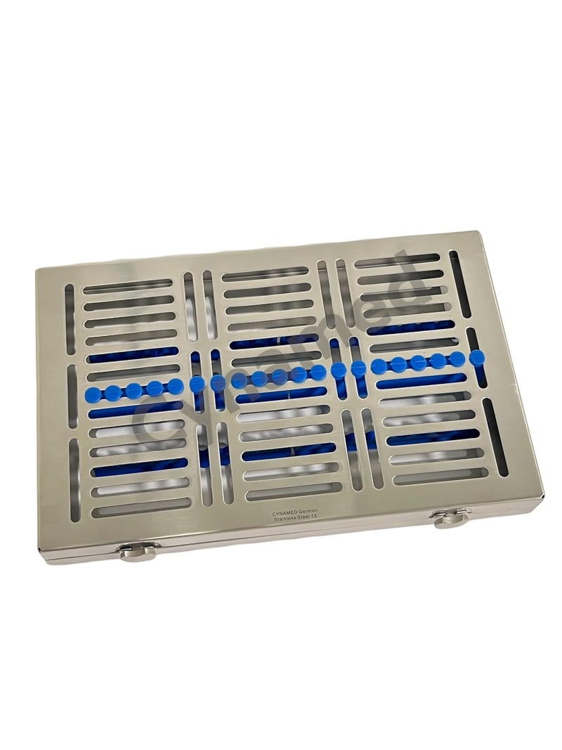 CYNAMED Turn Button Premium German Dental Veterinary Autoclave Sterilization Cassettes for 20 Instruments-Detachable LID Double Botton Type for Big Parts () (Blue) - Image 3