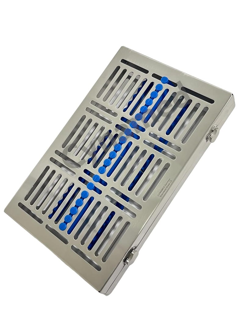 CYNAMED Turn Button Premium German Dental Veterinary Autoclave Sterilization Cassettes for 20 Instruments-Detachable LID Double Botton Type for Big Parts () (Blue) - Image 4