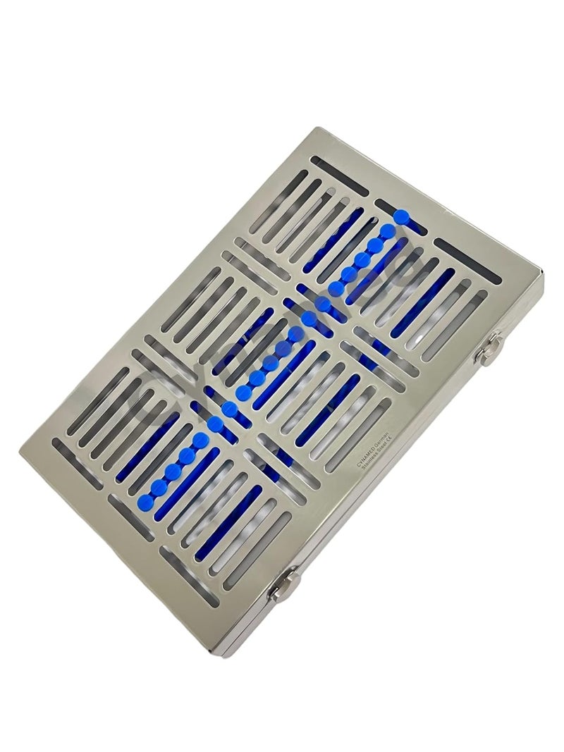 CYNAMED Turn Button Premium German Dental Veterinary Autoclave Sterilization Cassettes for 20 Instruments-Detachable LID Double Botton Type for Big Parts () (Blue) - Image 5
