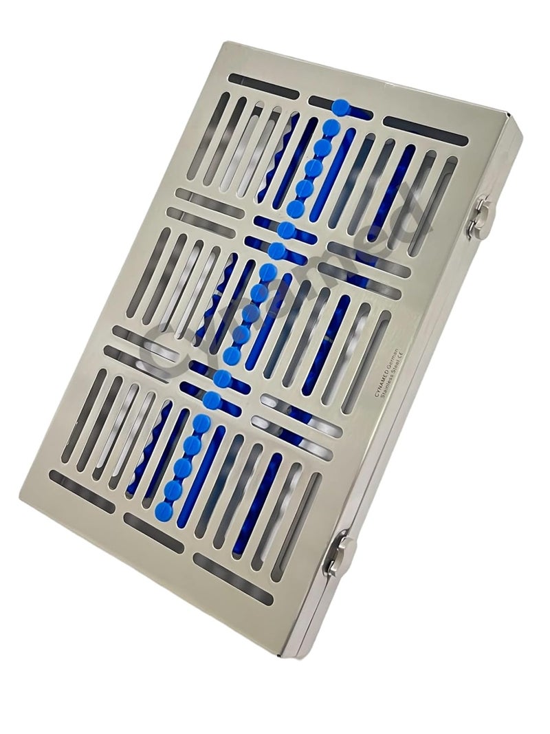 CYNAMED Turn Button Premium German Dental Veterinary Autoclave Sterilization Cassettes for 20 Instruments-Detachable LID Double Botton Type for Big Parts () (Blue) - Image 2