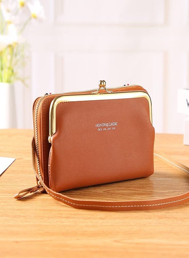 TINSICO Cross Body Phone Bag | Horizontal Mobile Phone Clutch Wallet | Mini Shoulder Bag (Brown) - Image 5