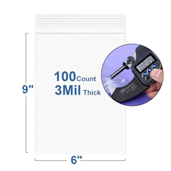 Macoota 100PCS 6" x 9" Thick 3 Mil Clear Zip Seal Lock Poly Bags Reclosable Plastic Bags With Zipper for Photo Cards Envelopes Snacks Seeds Storage - Image 5
