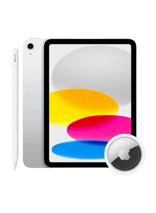 Apple آيباد 2025 (الجيل الحادي عشر) A16 مقاس 11 بوصة واي فاي 128 جيجابايت فضي - نسخة الشرق الأوسط & قلم (USB-C): يتطلب التحقق من توافق الآيباد - دقة مثالية، حساسية الميل، مثالي لتدوين الملاحظات، الرسم، وتوقيع الوثائق. يشحن ويتزاوج مع USB-C - أبيض & حزمة AirTag من 1 أبيض - Image 1