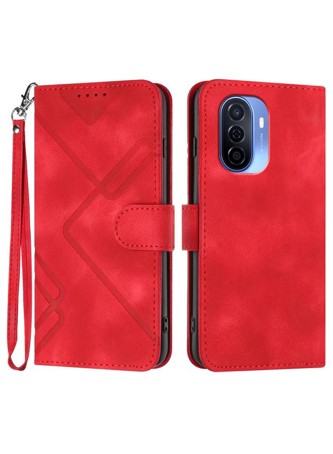 اس-توب جراب لهاتف Huawei Enjoy 50 / nova Y70 جراب هاتف من الجلد بنمط خطوط - Image 1