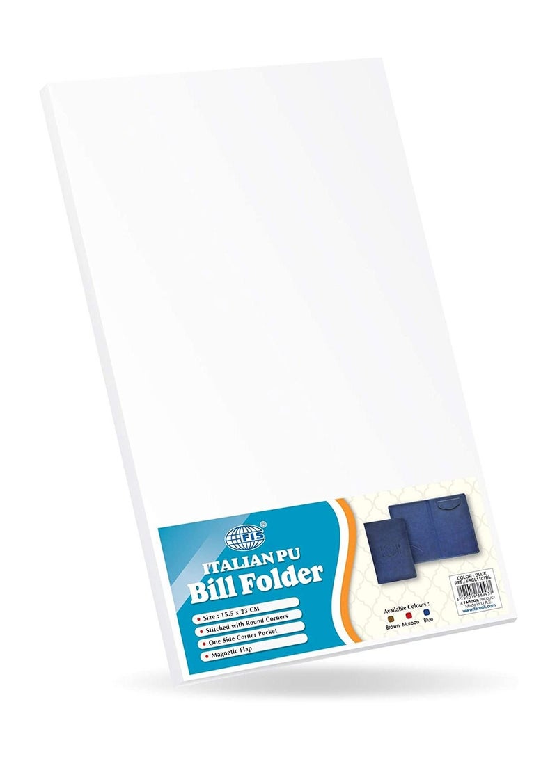 FIS Executive Bill Folders Blue Color, Italian PU Covers with Magnetic Flap, Round Corners,Gift Box, 155 x 230 mm - FSCL1101BL - Image 4