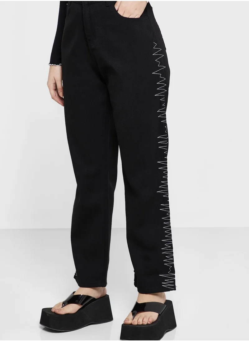 Ginger Side Panel Print Detail Jeans