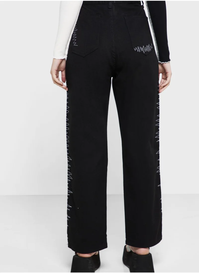 Ginger Side Panel Print Detail Jeans