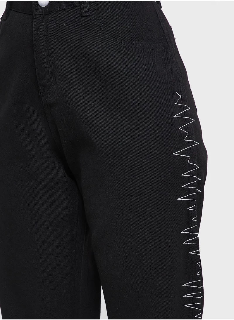 Ginger Side Panel Print Detail Jeans