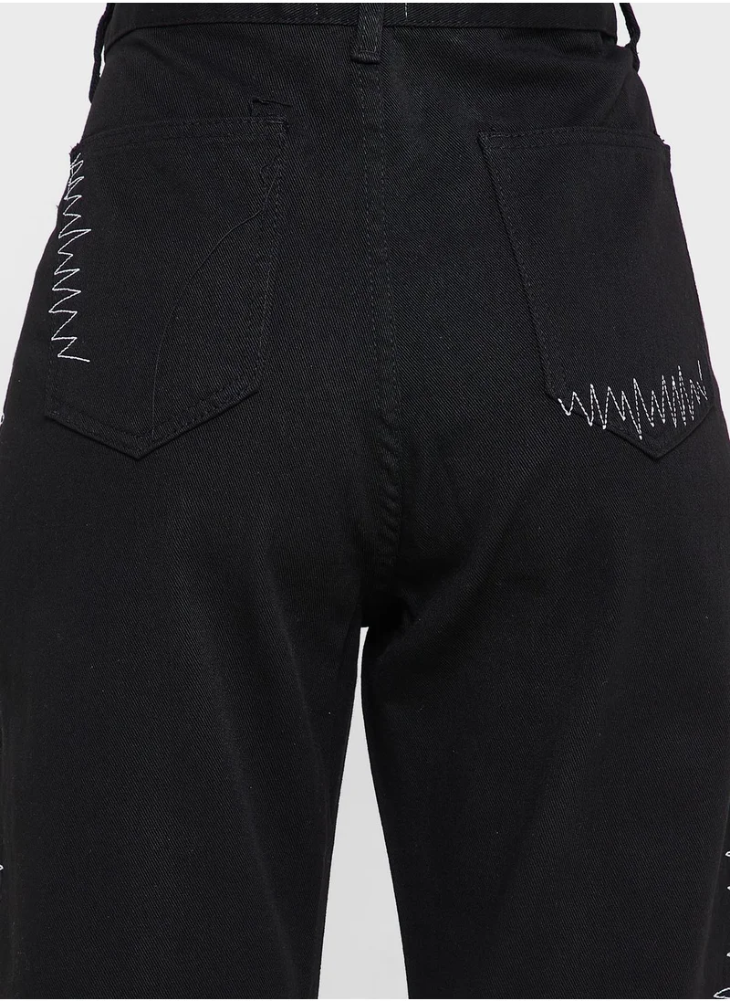 Ginger Side Panel Print Detail Jeans